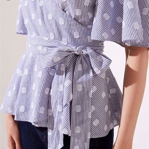 Loft Dot Strip Wrap Around Top